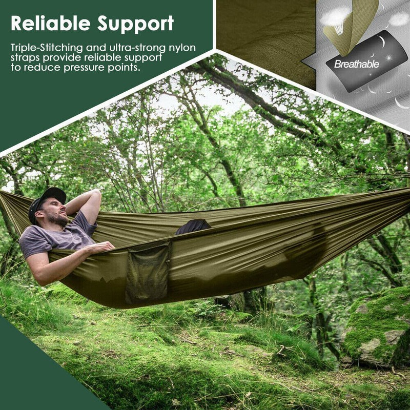 Camping Hammock with Mosquito/Bug Net Outdoor Portable Survival Travel Bed Nylon gallery
