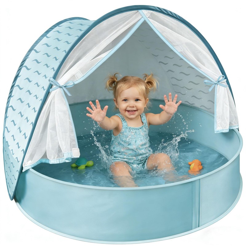 Baby Beach Tent with Pool, 3-in-1 Upgrade Pop Up UPF 50+ Sun Protection Shelter