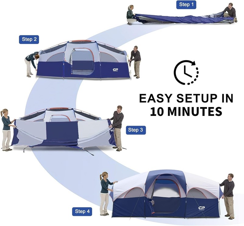 Easy Setup 8-Person Family Tent with Separated Room Divider Perfect for Camping gallery