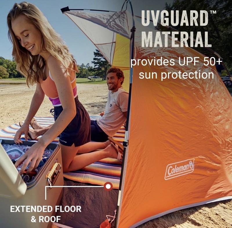 Coleman Skyshade Compact Beach Shade Orange UPF 50+ 6.8ft x 7.5ft x 4.5ft NEW gallery