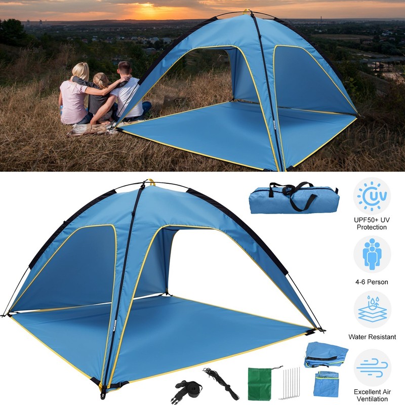 Beach Tent UV Protection Canopy Tent for 4-6 Adults Portable with Carry Bag US