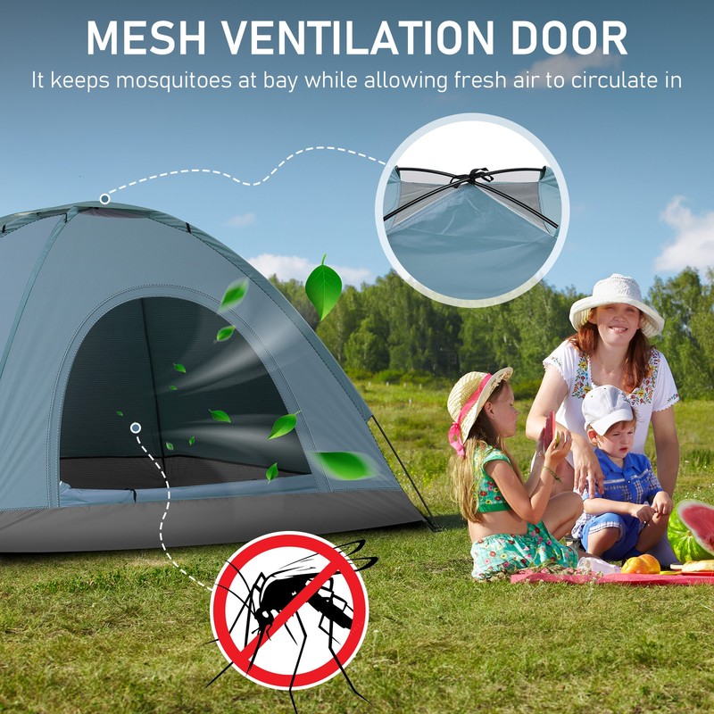 3-4 Person Camping Dome Tent Blue High Quality gallery