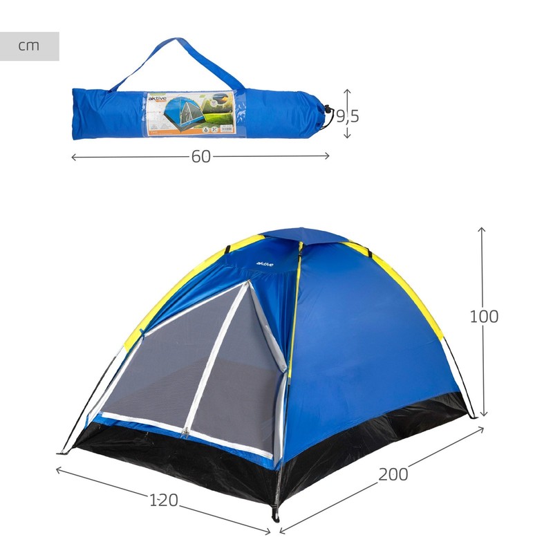UnisexAdult 2 Person Dome Tent, Multicoloured, 200 x 120 x 100 cm gallery
