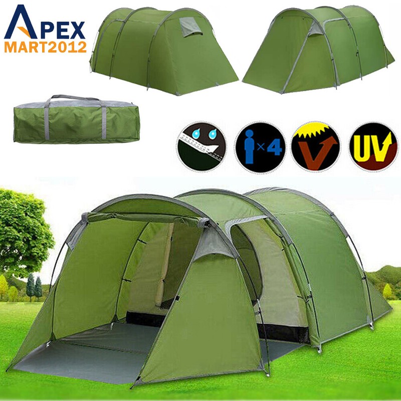 Waterproof Tunnel Camping Tent Outdoor Family Hiking Sun Protection Double Layer