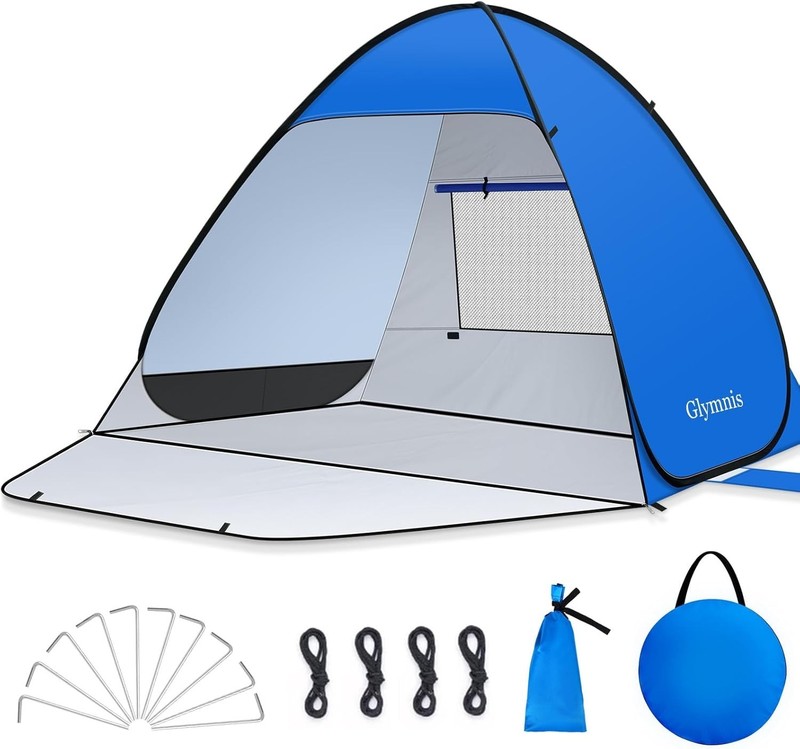 UPF 50+ Pop Up Beach Tent for 1-4 Persons - Portable Sun Shelter with Zipper gallery