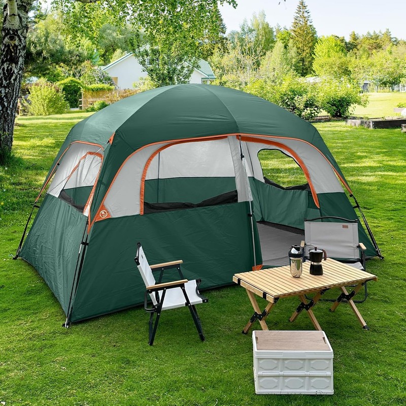 CAMPROS CP Upgraded 6/8 Person Camping Tents, Waterproof Windproof Family Tent