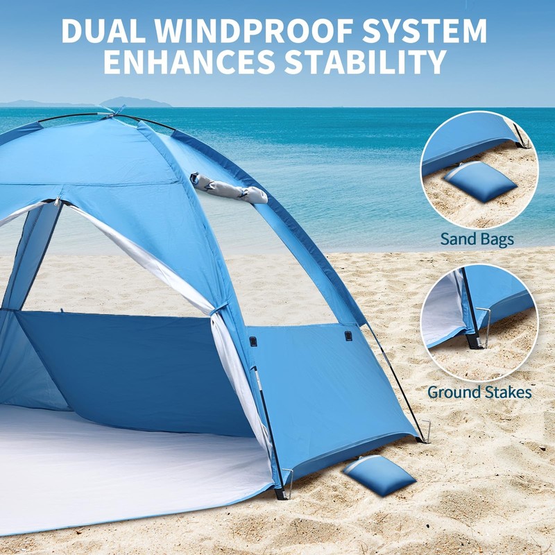 Beach Tent Sun Shelter for 3-4 Person - UPF 50+ UV Protection Beach Shade Wat... gallery