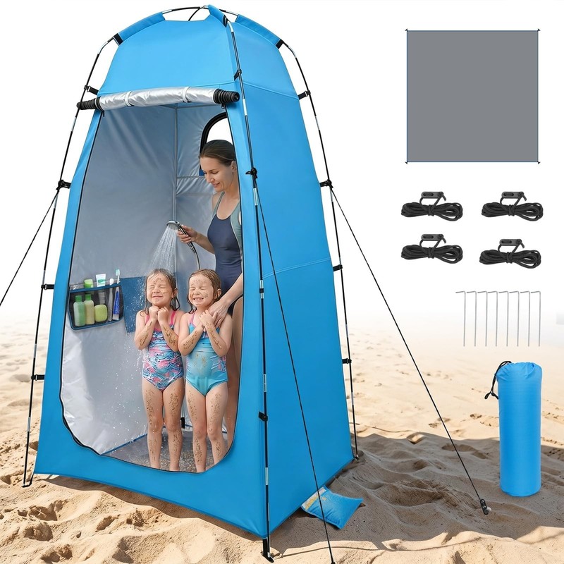 Shower Tent for Camping,82.7” Extra Tall UPF 50+ No-See-Through Changing Tent…