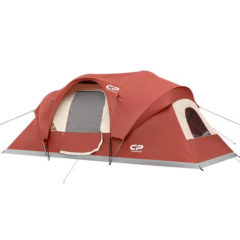 16 Ft. X 9 Ft. Red 9-Person Canopy Portable Camping Tent with 4 Large Mesh Windo