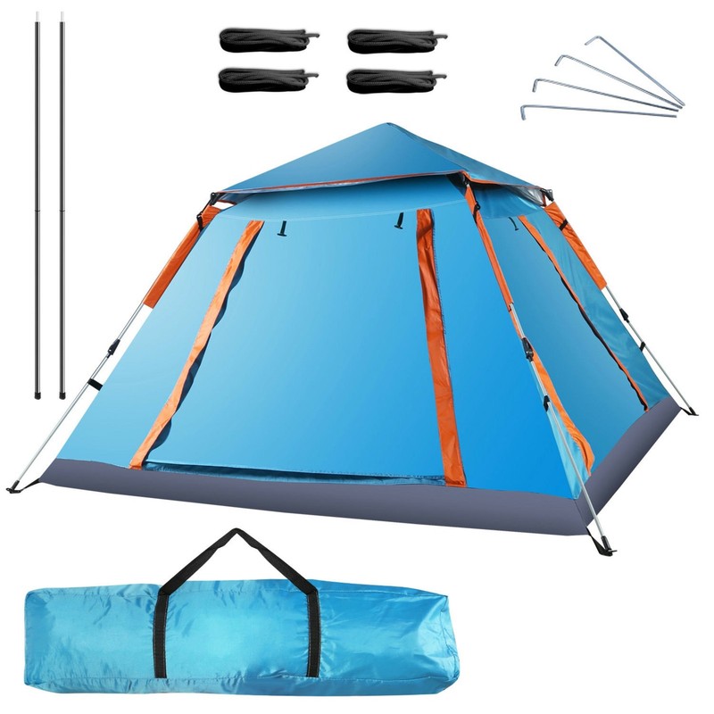 4-5 Person Waterproof Camping Tent w/ Mosquito Nets – Blue