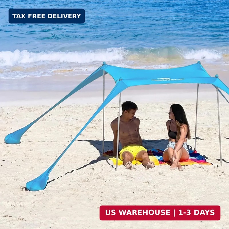 SUN NINJA Beach Tent Sun Shelter UPF50+ – Easy Pop Up Beach Canopy – Outdoor Sha