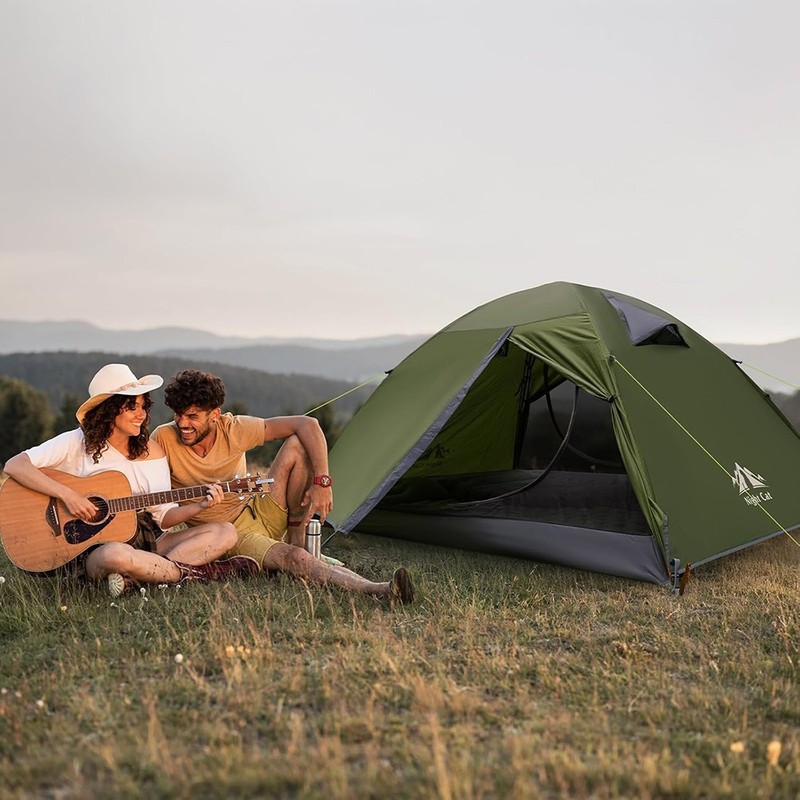 Night Cat 2 Person Camping Tent Waterproof Two Doors Easy Setup Double Layer gallery