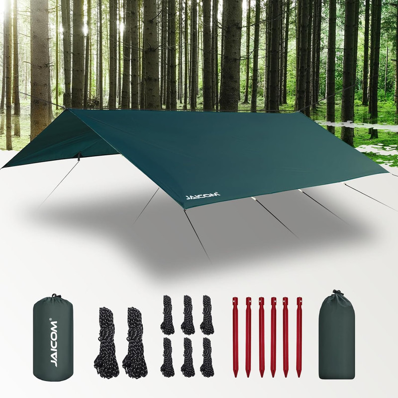 Waterproof Camping Tarp - 10X13ft Hammock Rain Fly, Ultralight & Portable & UV P gallery