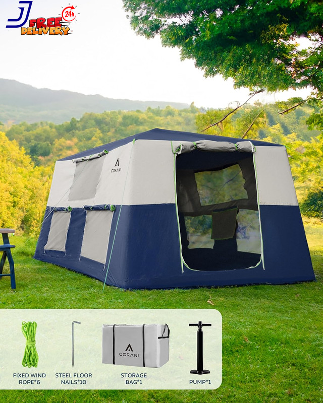 14.1’X6.5’X9′ Inflatable Tents for Camping Portable 6/8/10 Person Blow up Air Te