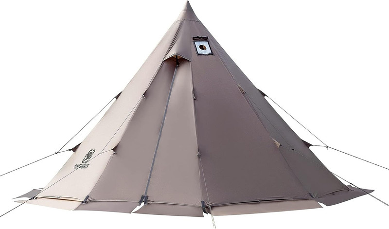 Rock Fortress Hot Tent with Stove Jack, 4 Season, 4-6 Person Tipi for Camping, B