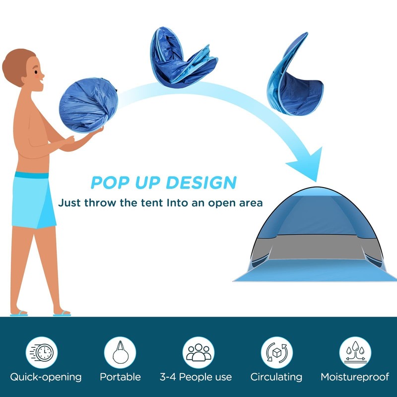 Pop Up Beach Tent Outdoor Camping Hiking Fishing Travel Shade Sun Shelter Tent gallery
