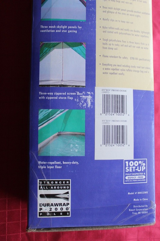 N.W. Territory 6'6x6'6 Square Dome Backpacking Tent, model 800-521WX, NewOldStk. gallery