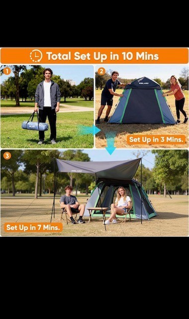 blue outdoor camping tent by GOLABS, water proof, multiple windows, very cozy gallery
