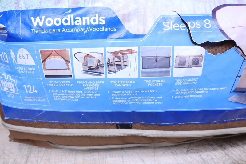 Nice Used Complete Family Camping Hiking Tent 8-Person Woodlands W/ Bag - 23x13' gallery