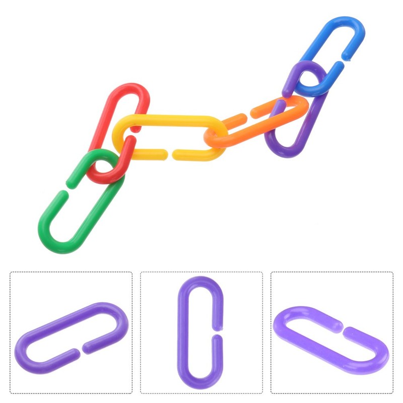 100 Pcs DIY Plastic C-clips Hooks Chain Links Parrot Bird Toys