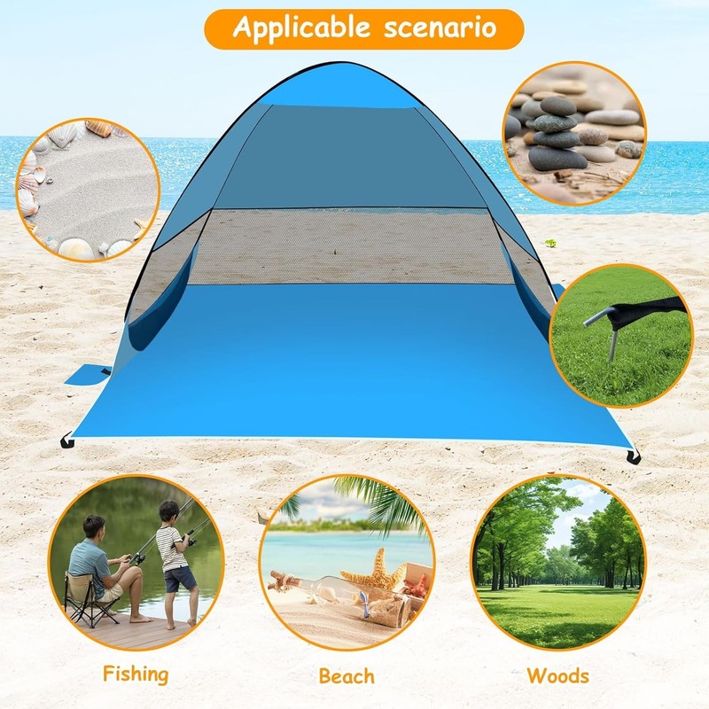 Pop Up Beach Tent Easy Set Up Sun Shelter for 1-3 People UV Protection Sunshade gallery