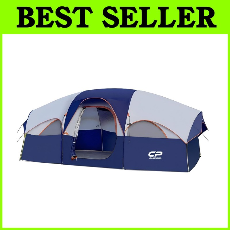 Family Camping Tent, 8 Person, 5 Windows, Double Layer