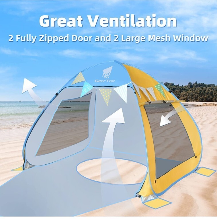 Pop up tent For Beach Children Blue and Yellow gallery