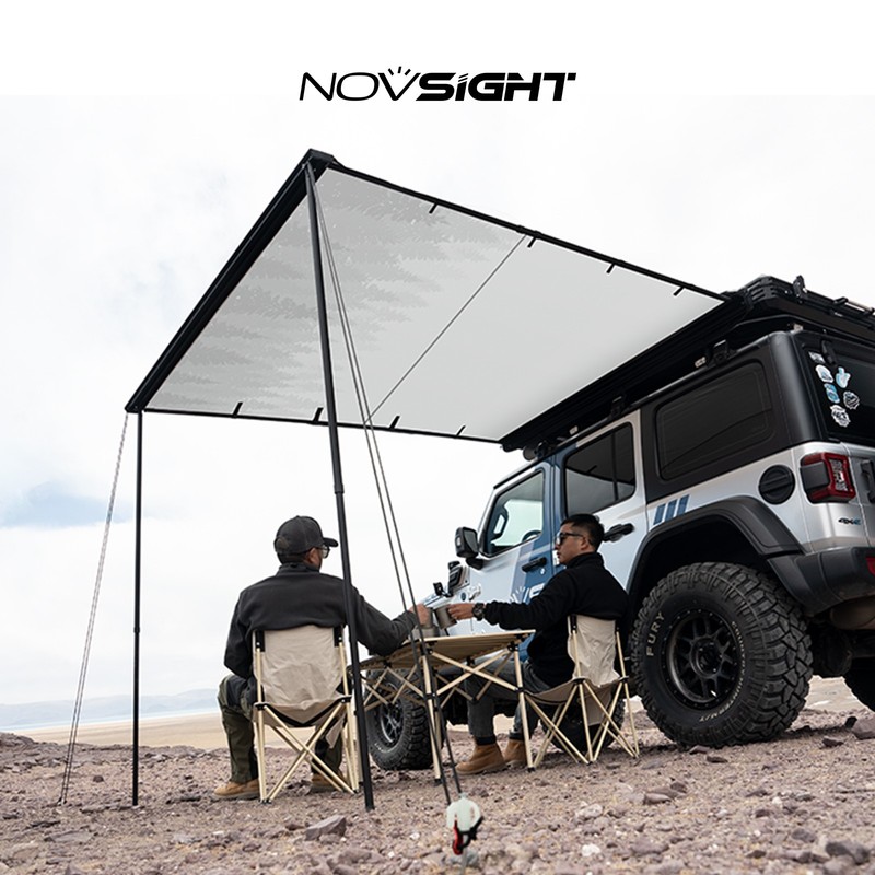 Vehicle Side Awning 6.6’x6.6′ Roof Rack Pull-Out Sun Shade 4×4 Car for Camping