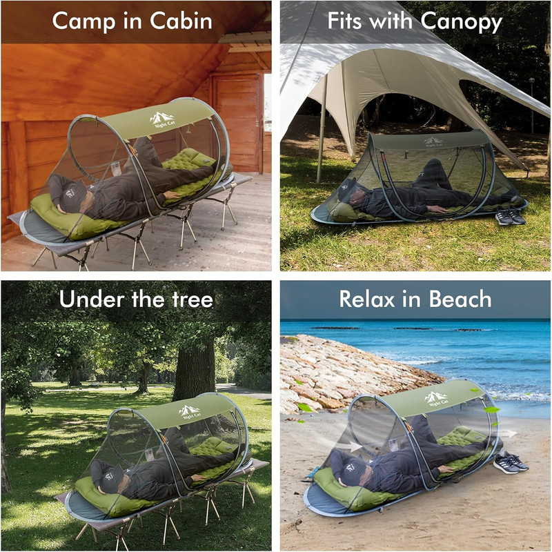 Pop-Up Mosquito Tent: 1 Person Camping Tent with Bug Screen Net Adults Fits for gallery