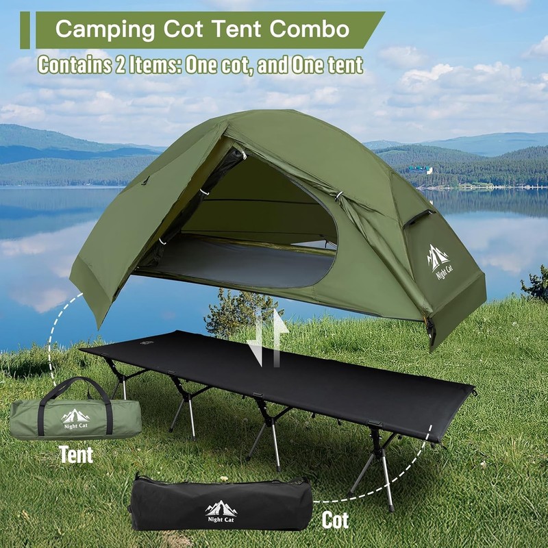 Night Cat Camping Cot Tent Waterproof 1 Person Off Ground Combo gallery