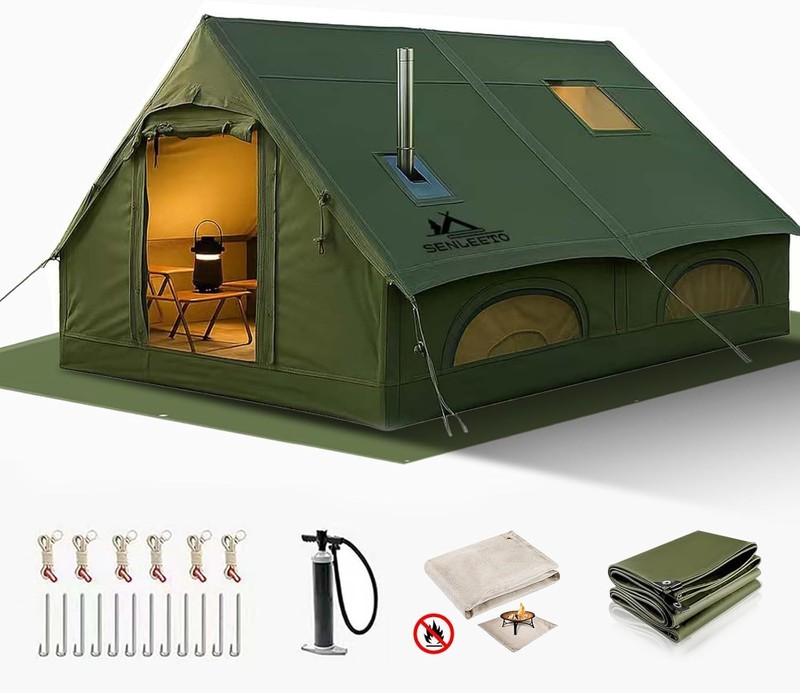 Luxury Large Inflatable Tents for Camping Adut 4/6/8/10 Person, 4 Season Blow Up