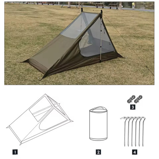 1 Person Ultralight Mesh Tent Breathable Mosquito Proof Backpacking Shelter