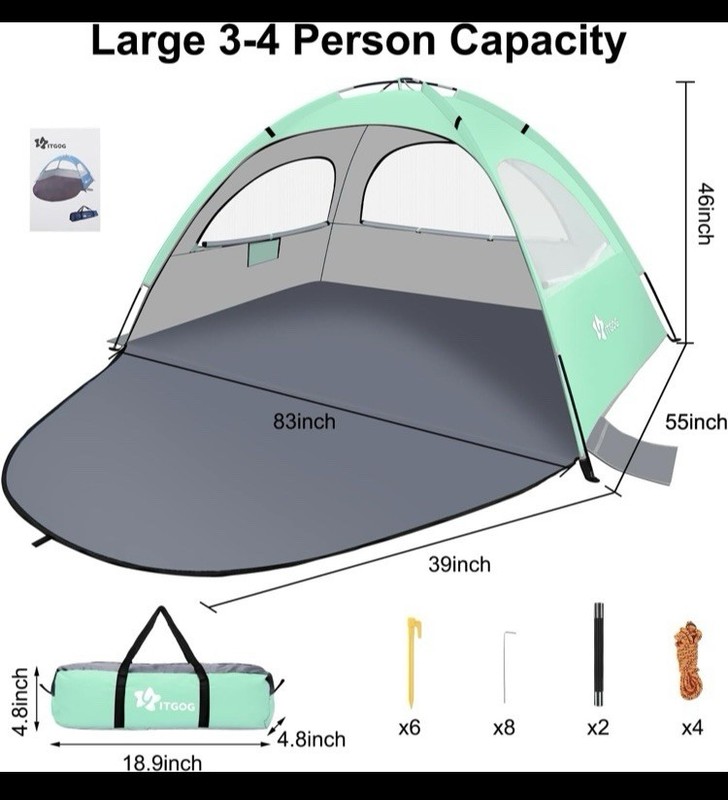 Pop Up Beach Tent Sun Shade Shelter Anti-UV Outdoor Camping Portable Canopy Tent gallery