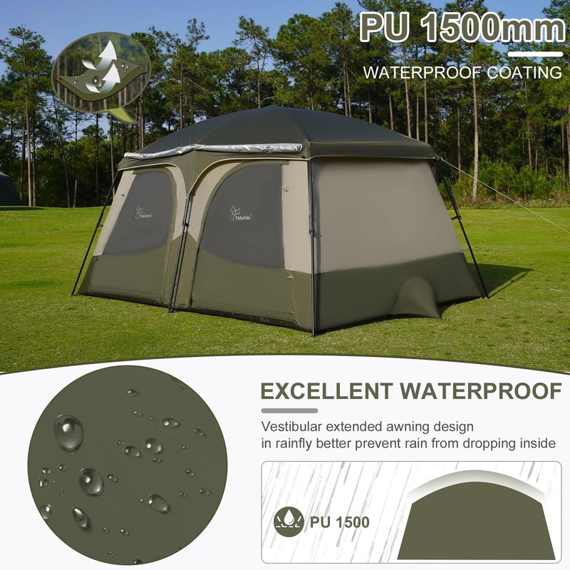 Tents，3-4 Person Camping Tent with Extended Vestibule，Weather Resistant Famil... gallery