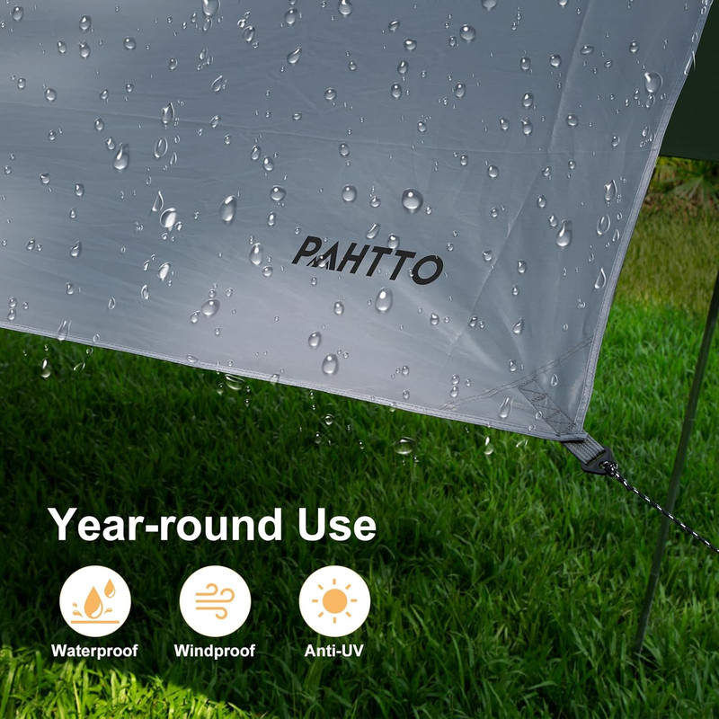 Camping Tarp with Poles, 16X12 Ft Camping Canopy, Waterproof Tent Tarp, Rain She gallery