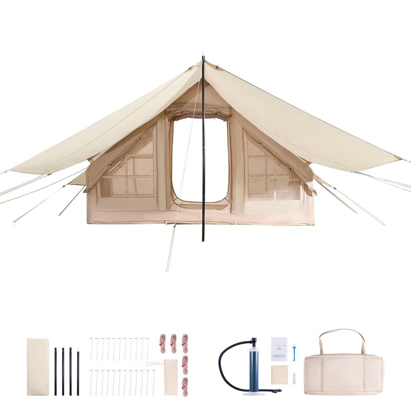 3-5 Person Inflatable Tent 65SQFT with Canopy & 2 Doors