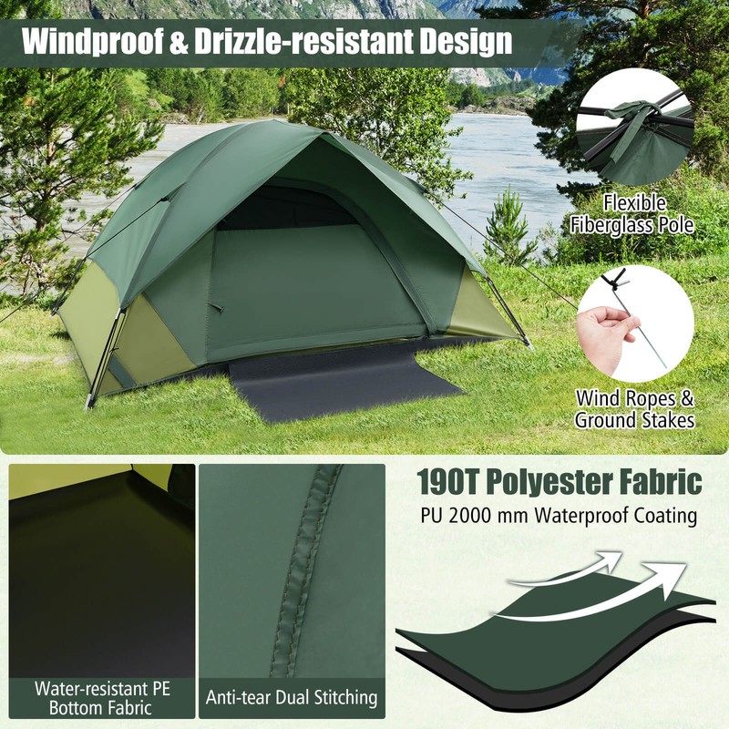 2-person Camping Tent w/Removable Rain Fly Carrying Bag Lightweight Outdoor Tent gallery