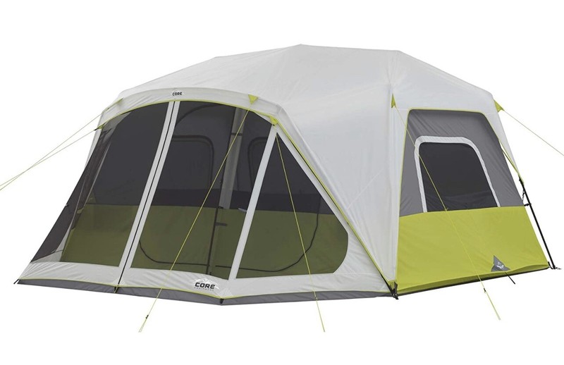 Core Equipment 10 Person Instant Cabin Tent 2 rooms 48x13x13 Gray/Green New