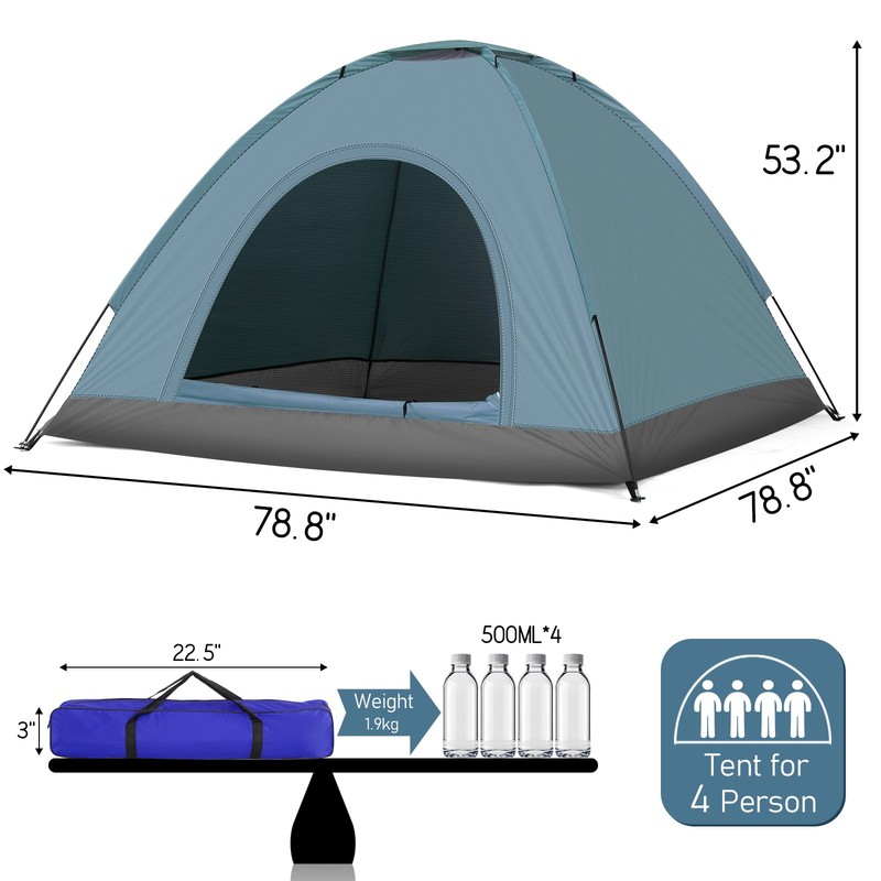 3-4 Person Camping Dome Tent Blue High Quality gallery