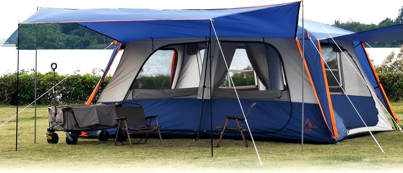 Extra Large Tent 6-10-12-14 Person(A),Family Cabin Tents,2 Rooms,3 Doors and 3 W