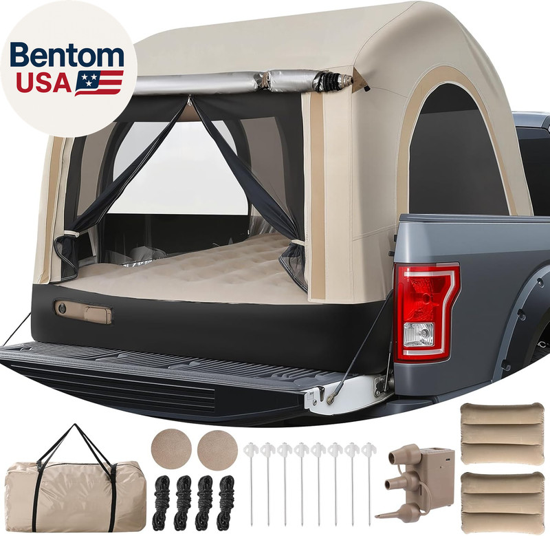 All-In-One Truck Bed Tent Auto Inflate Deflate Built in Pump 4.92FT, Pu2000Mm Wa