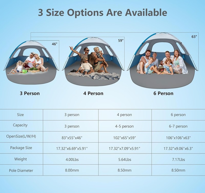 Spacious Outdoor Sun Shelter Tent with Fiberglass Frame for Family Adventures gallery