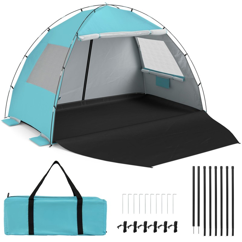 Beach Tent Sun Shelter with Canopy Pop-Up 5-6 Person UPF50+ Sun Protection
