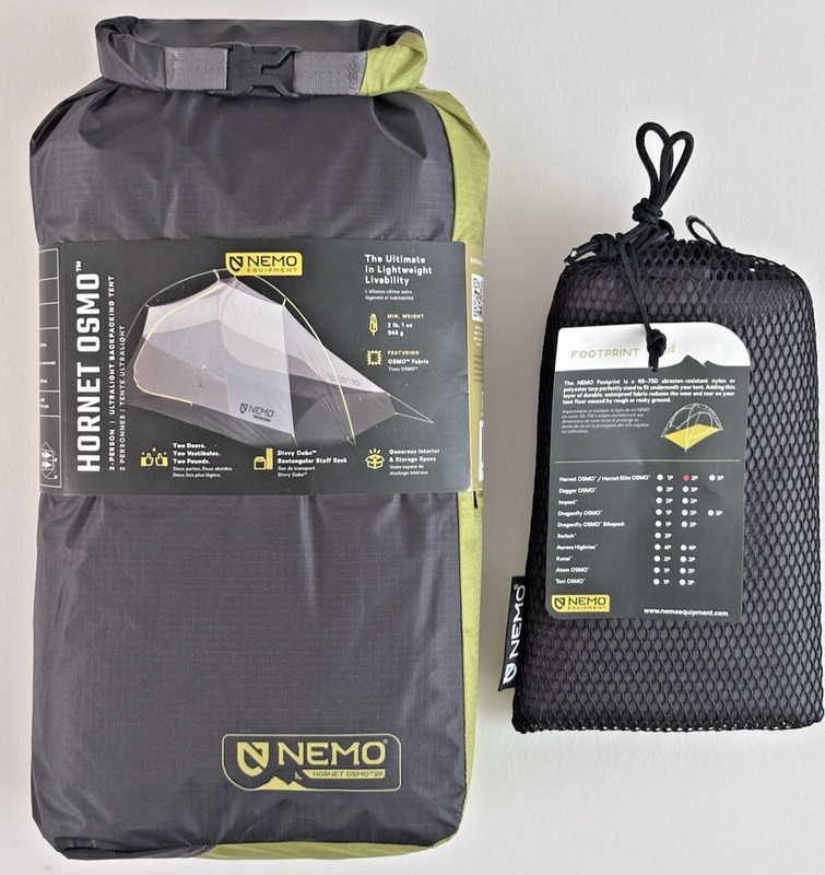 Nemo Hornet OSMO 2P Two Person UL Camping & Backpacking 2lb Tent +Footprint NEW!