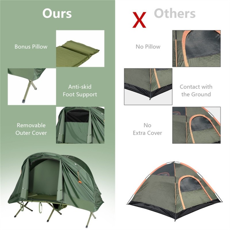 Camping Cot Tent with Sleeping Cot, Green, 6.5ft x 2.8ft gallery