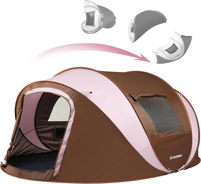 Pop up Camping Tent, 2/4/6 Person Easy Setup Tent, Water Resistant Dome, Portabl