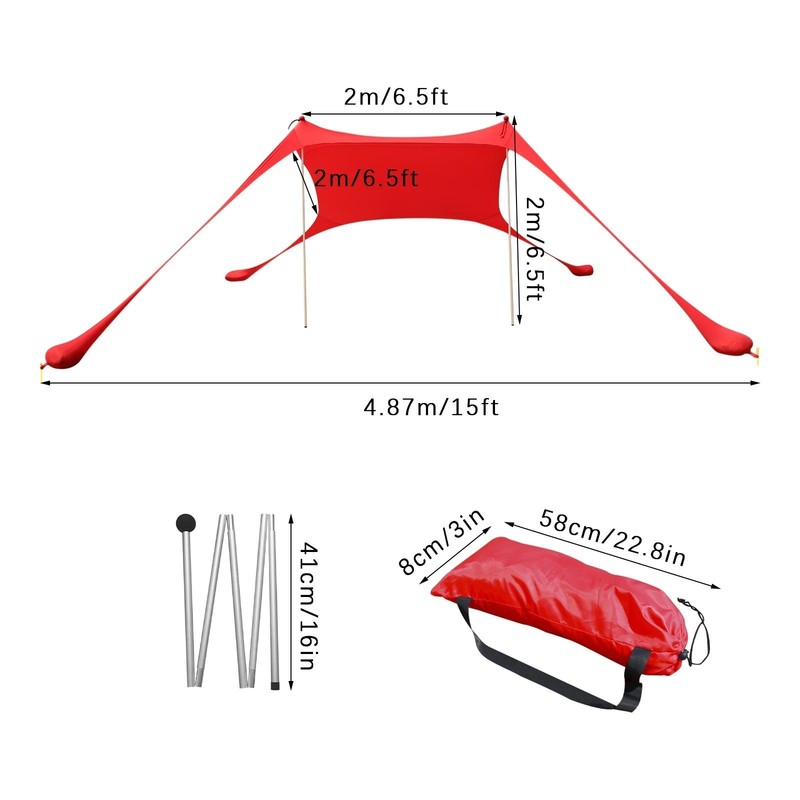 2x2m Beach Stretch Tent Elastic Sunshade Canopy Outdoor Camping Beach Shelter Re gallery