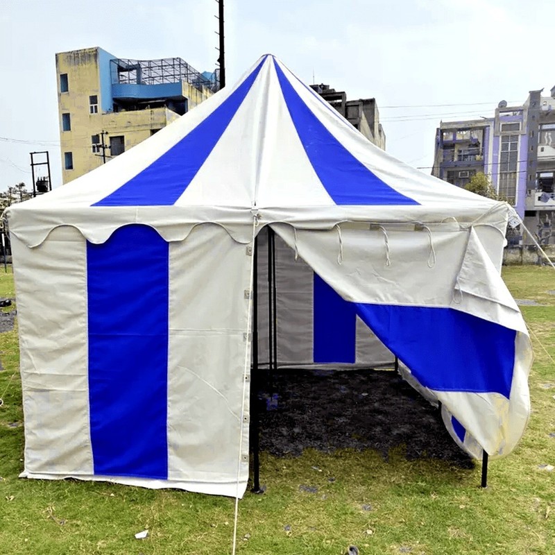 Timeless Medieval Tent 3 X 3 meter White & Blue Camping Tent gallery
