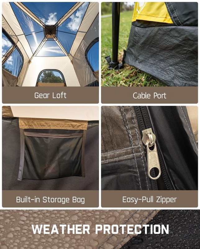 Zeta C8 Pro Camping Tent 8 Person Instant Cabin Tent Setup in 60 Seconds with... gallery