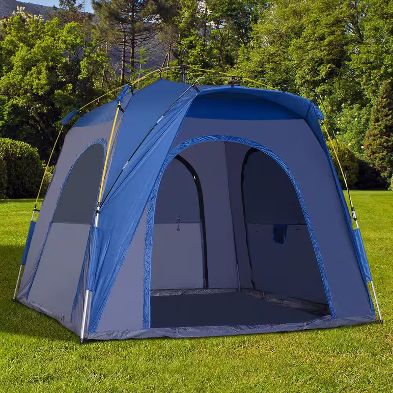 3-Season 5-Person Automatic Hydraulic Pop up Camping Tent in Blue gallery